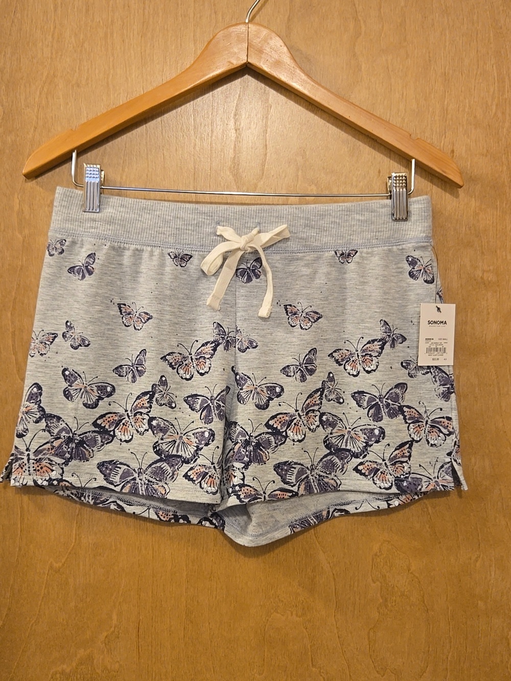 Sonoma Gray Lounge Shorts with Purple & Pink Butterfly Print - NWT